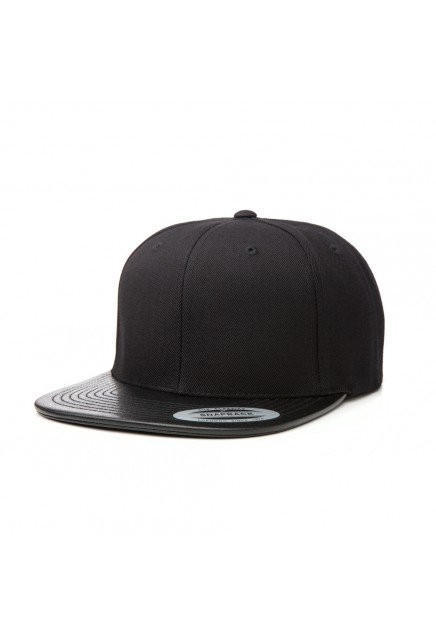 flat peak cap black/leather