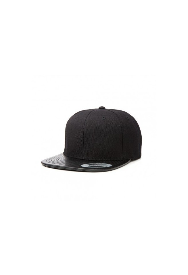 flat peak cap black/leather
